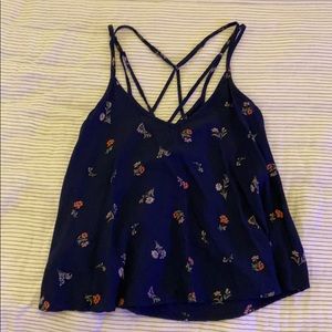 Hollister navy blue floral tank top
